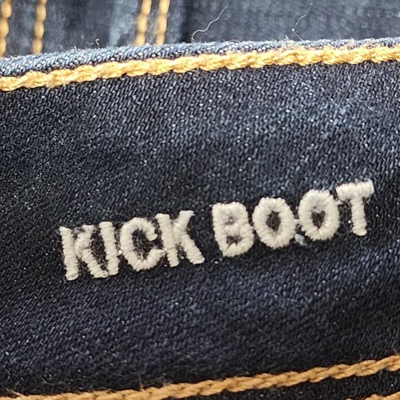 American Eagle Dark Wash Stretch Denim Mid Rise Kick Boot Jeans - Picture 7 of 9